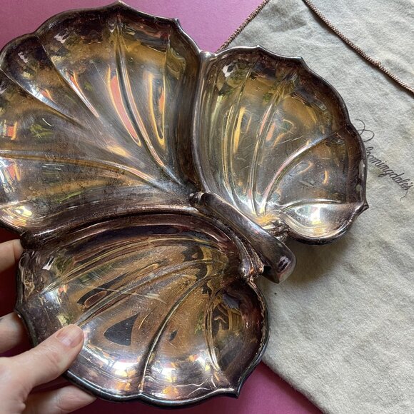 Vtg mcm Crescent Silver Leaf Tray 1950's Limited Edition #11 Bloomingdales - Picture 12 of 12
